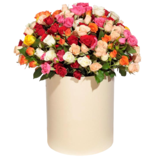 Mixed roses in a hatbox | Flower Delivery Vidnoe